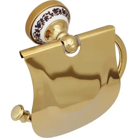 Fixsen Bogema Gold FX-78510G Держатель туалетной бумаги с крышкой, цвет: золото, белый