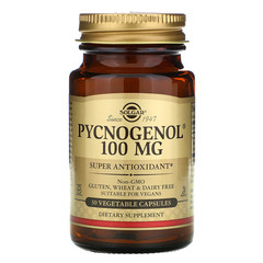 Solgar, Pycnogenol, 100 мг, 30 растительных капсул