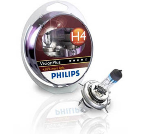 Галогенные лампы Philips H4 VisionPlus + 50% (2шт.) Галогенные лампы Philips H4 VisionPlus + 50% (2шт.)