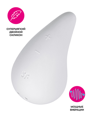 Мини-вибратор Satisfyer Dew Drop с двумя моторами, силикон, белый, 8,1 см