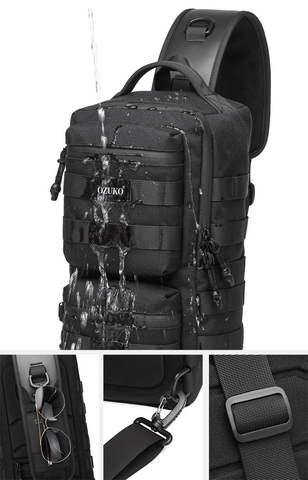 Картинка рюкзак однолямочный Ozuko 9661 black - 8
