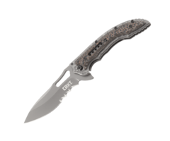 Фото Складной нож CRKT Fossil™ Compact WITH VEFF SERRATIONS™, сталь 8Cr13MoV, рукоять нержавеющая сталь, накладки G-10