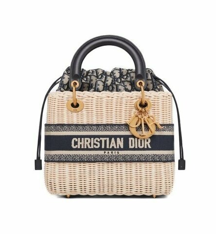 Сумка Dior Lady Dior, модель среднего формата синий/резедово-зеленый