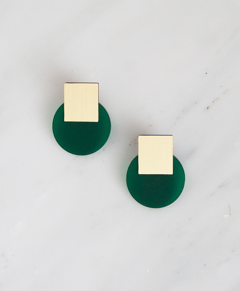 Серьги Sol Studs Dark Green