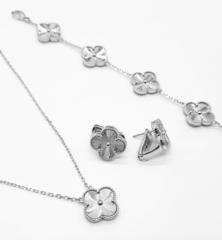90265- Серьги Trendy lux из серебра с алмазными гранями 1 мотив клевер (гильоше)