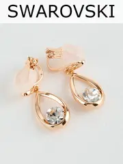 Клипсы-капли Белла с белыми кристаллами Swarovski