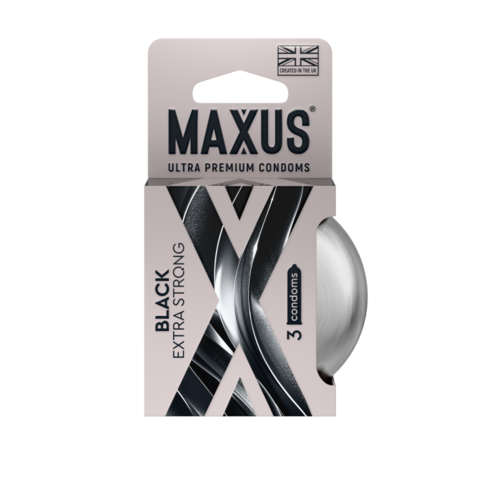 Презервативы MAXUS Extra Strong №3 в железном кейсе, черные, утолщенные, 3 шт