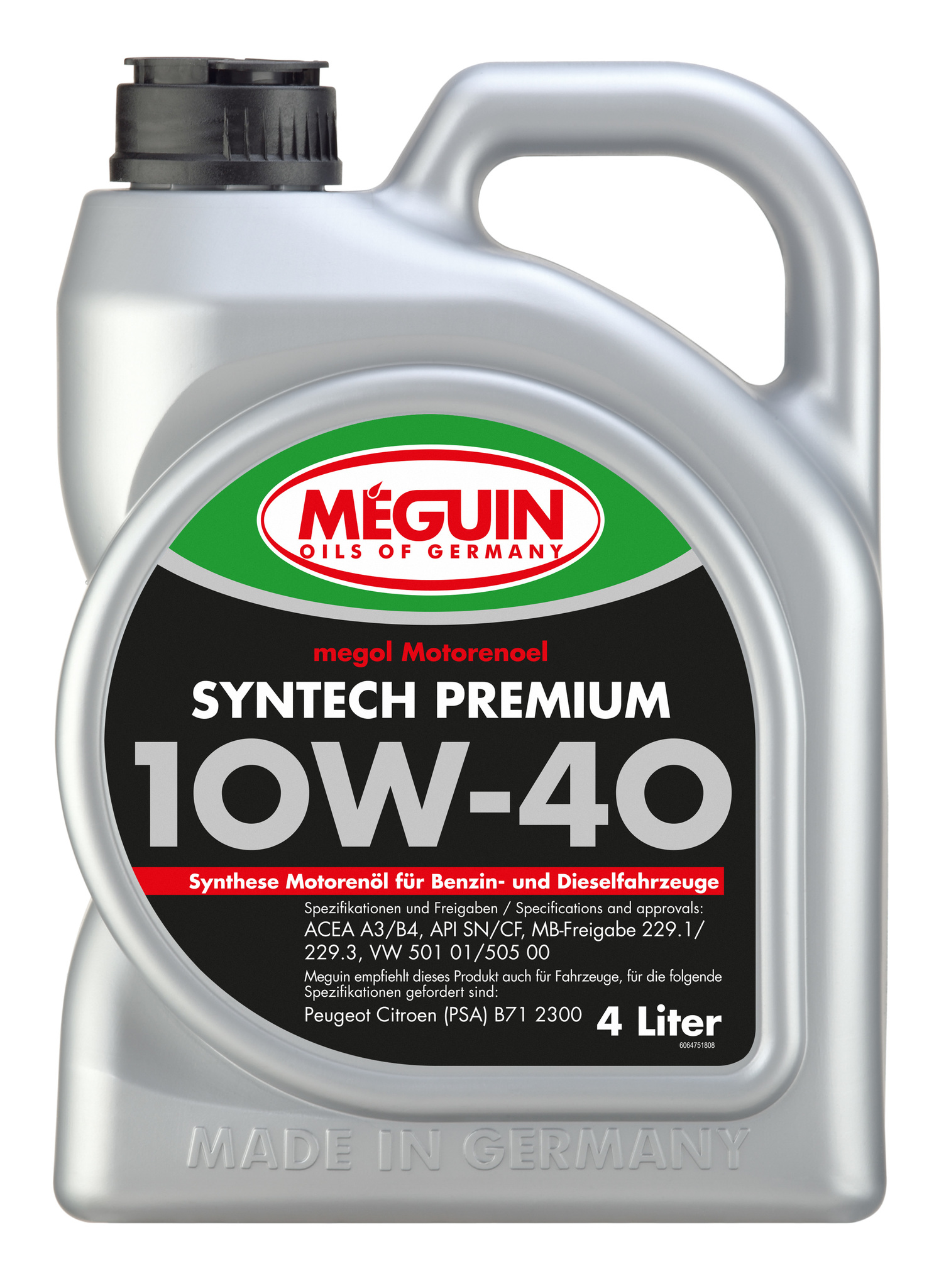 Моторное масло Meguin Motorenoel Syntech Premium 10W40 полусинтетическое 4л