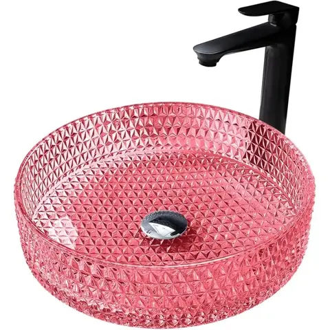 Abber Glass AK2301R Раковина накладная стеклянная, цвет: розовый