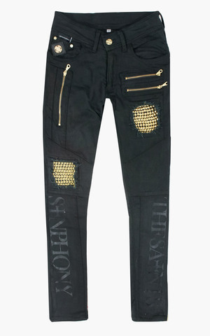 The Saints Sinphony | Джинсы мужские BIKERS WITH GOLD SPIKES TSG406 перед