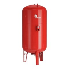 Бак расширительный для отопления WESTER WRV объём 750л, DN 32, PN 10, вертикальный, резьбовое-ВР, G-1 1/4'', с опорами и манометром, красный, Россия