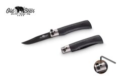 Нож складной Old Bear Total Black, размер M, сталь 1.4060, PTFE, рукоять чёрный ламинат