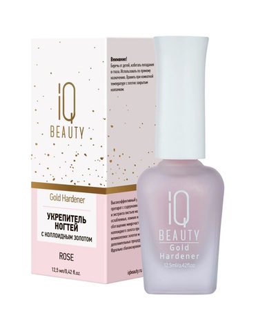 IQ BEAUTY Укрепитель с коллоидным золотом для ослабленных и ломких ногтей,12.5 мл Rose