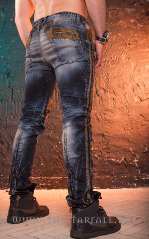 Robin's Jean | Джинсы мужские Motard R50581 в стиле мото правый бок