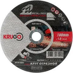 Диск отрезной по металлу 180x1,6x22,23 мм KRUGO KQP18016