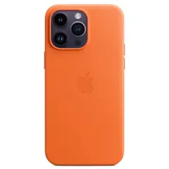 Кожаный чехол с поддержкой MagSafe Apple Leather Case для iPhone 14 Pro Max, Orange (Оранжевый)
