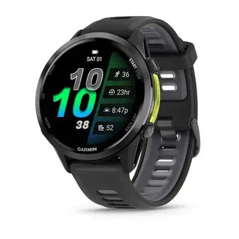Forerunner 970 — Carbon Gray DLC Titanium with Black Case and Black/Translucent Whitestone Band