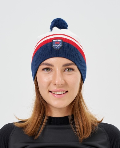 Лыжная шапка c шерстью Nordski Move white-red-blue