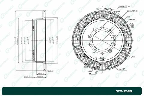 Диск тормозной перфорированный вентилируемый G-brake GFR-21148L левый