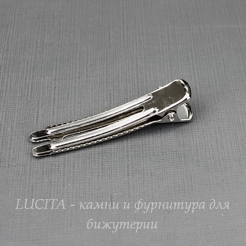 Основа для заколки с зажимом, 48х10 мм (цвет - никель)