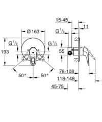 Смеситель для душа встраиваемый без подключения шланга Grohe eurostyle new 33635003