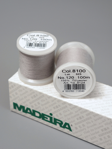 Нитки швейные Madeira aerofil № 120 Col. 8100 светло-серые (100 м)