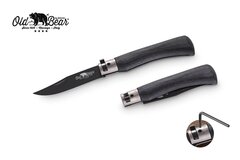 Нож складной Old Bear Total Black, размер XL, сталь 1.4060, PTFE, рукоять чёрный ламинат