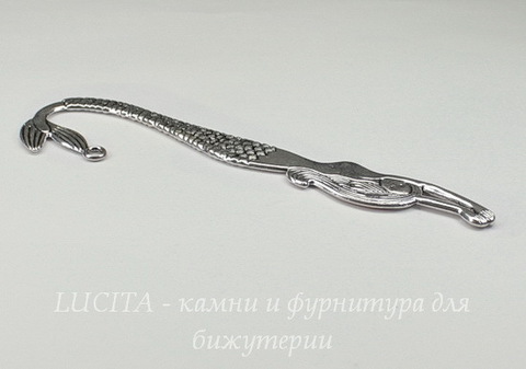 Основа для закладки "Русалка"  (цвет - античное серебро) 122 мм