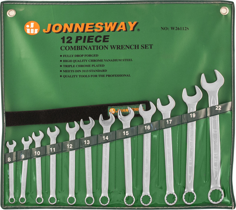 Jonnesway W26112S Набор ключей гаечных комбинированных в сумке, 8-22 мм, 12 предметов 47355