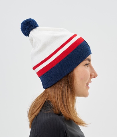 Лыжная шапка c шерстью Nordski Move white-red-blue