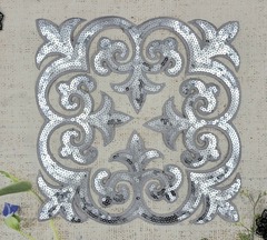 Термоаппликация орнамент, р. 27х27 см, серебро