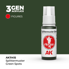 Акриловая краска AK Interactive Splittermuster Green Spots 3GEN Figures, 18мл