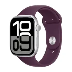 Умные часы Apple Watch Series 10 GPS, 46mm, Silver Aluminium Case with Sport Band M/L, Plum (Серебристый)