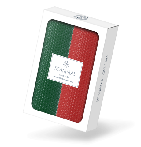 Набор из 2 натуральных свечей SCANDYLAB Honey Mix Green/Red