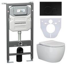 Ceramica Nova CN3001_1001B_1000 Комплект: Подвесной унитаз + Шумоизоляционная панель для инсталляции + Система инсталляции для унитазов с кнопкой смыва фото
