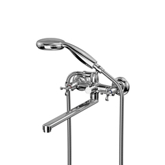 Lemark LM0152C Смеситель универсальный с плоским изливом 32 см, двуручковый, поворотный переключатель, латунь/хром фото
