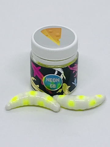 NEON 68 Maggot 46мм  (6 шт ) СЫР цвет БЕЛЫЙ/ЛИМОННАЯ ТОЧКА продажа от 2 шт.