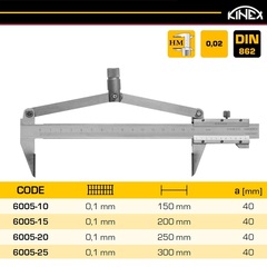 Штангенциркуль разметочный ШЦРТ-200/40мм 0,02мм INOX Kinex 6005-15 (В)