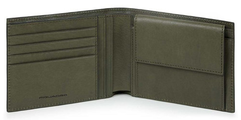 Кошелек мужской Piquadro Black Square PU257B3R/VE зелёный, кожа натуральная