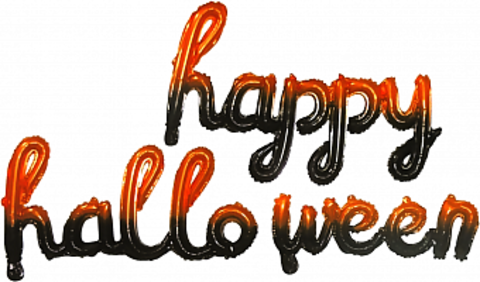 Шар К Надпись, Happy Halloween, Курсив, Черный/Оранжевый, 16