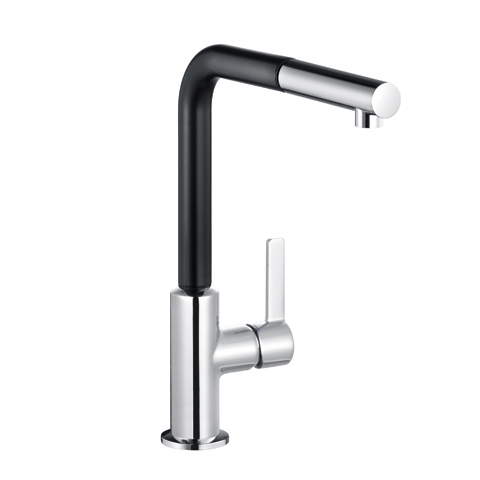 Kludi L-ine S 408518775 Смеситель для кухни с выдвижным изливом, цвет: хром, чёрный