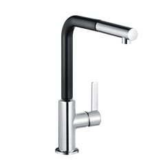 Kludi L-ine S 408518775 Смеситель для кухни с выдвижным изливом, цвет: хром, чёрный фото