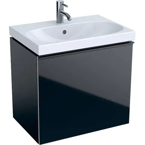 Geberit Acanto 500.614.16.1 Тумба под раковину, 59.5x53.5x41.6см, черный / лакированный матовый, черный / глянцевое стекло