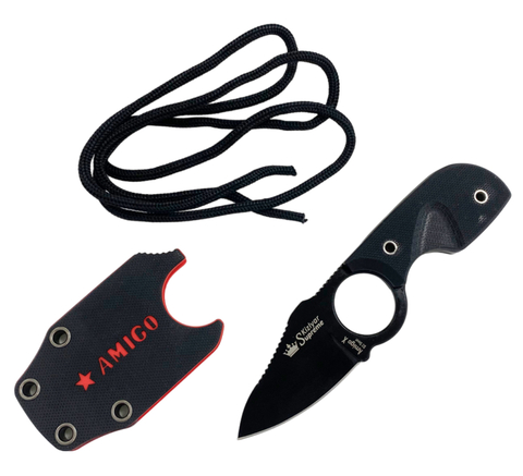 Шейный нож Amigo X, сталь D2 Black Titanium, 4650065056076
