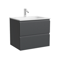 Sancos Сноб Р (Snob R) SNR60MDH Тумба подвесная 590х445х500, c двумя ящиками оснащенными доводчиками, темный антрацит матовый фото