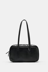 ZARA СУМКА-БОУЛИНГ С ЗАКЛЕПКАМИ, ЧЕРНЫЙ
