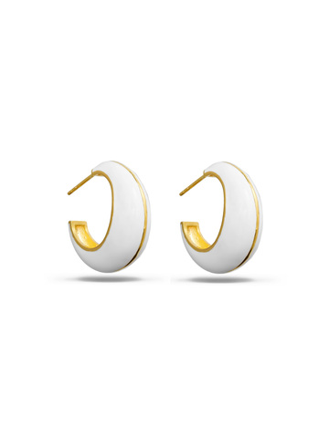 Серьги Сеат, белые, серебро 925, позолота 18k