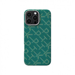 Чехол Pitaka Tactile Woven для iPhone 16 Pro, Зеленый монограм |Monogram Gold/Green