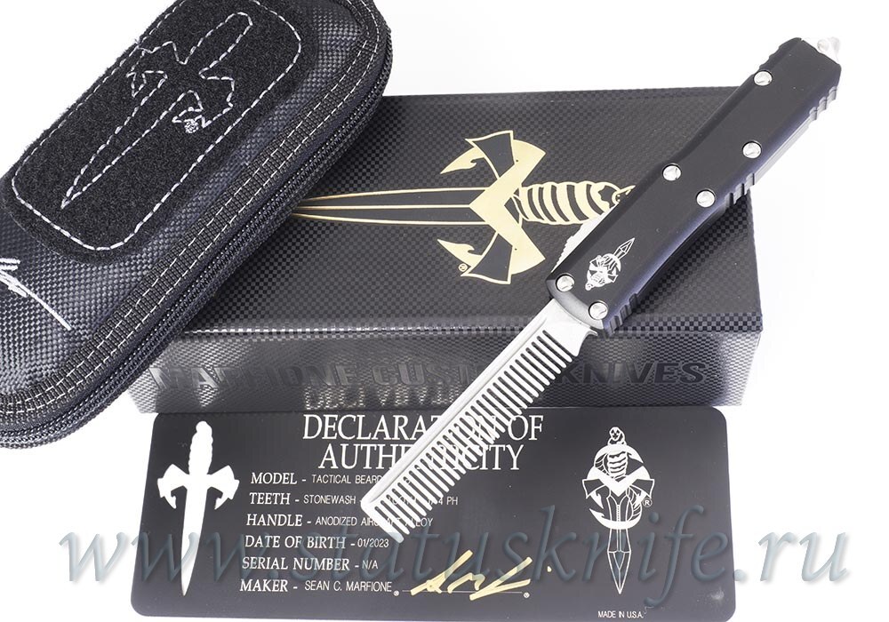 Microtech Tactical Beard Comb Stonewash Fine Tooth