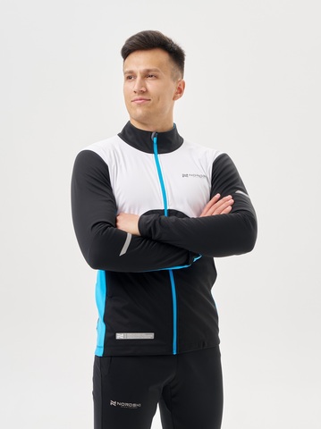 Мужская тренировочная лыжная куртка Nordski Pro 2.0 white-black-light blue